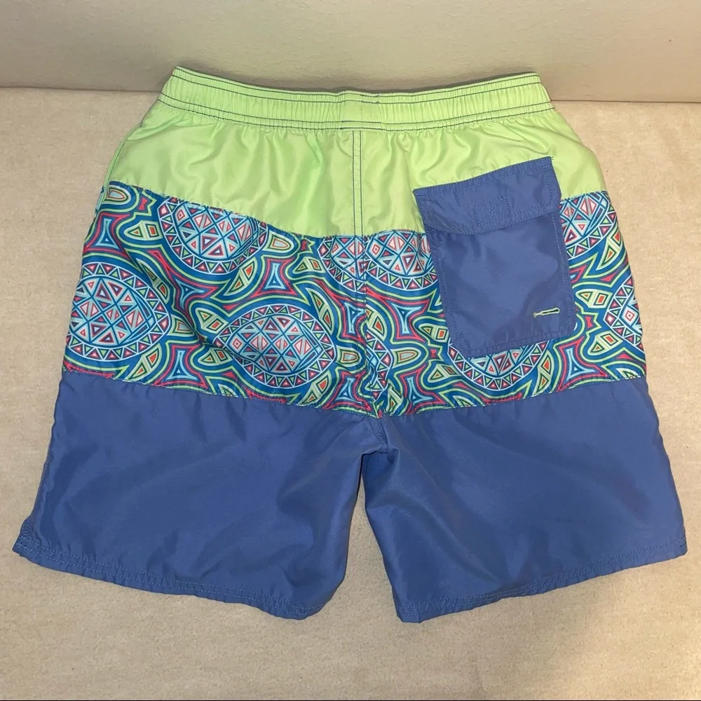 Vineyard Vines‎ Mens Green and Blue 7 inches Printed Swim Trunk Size S